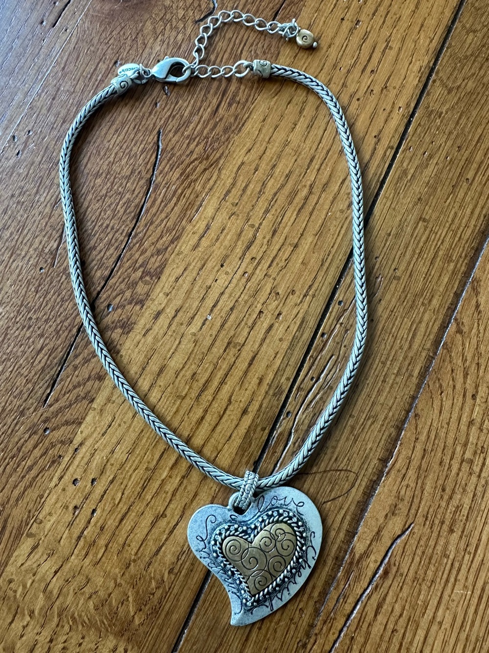 Chico's Two-Toned Mixed Metal Heart Necklace